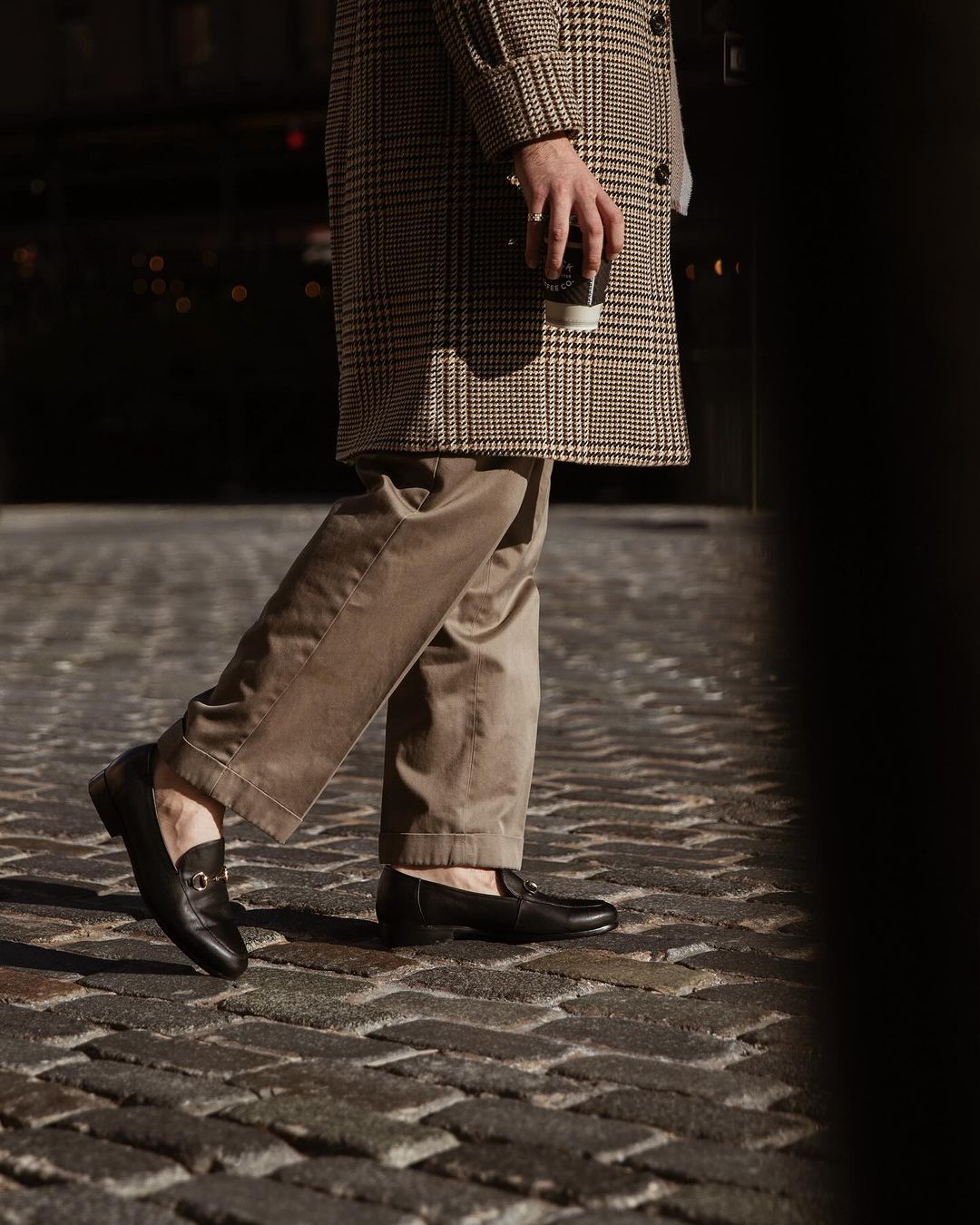 W.M. Gibson The OG Men's Calfskin Leather Horsebit Loafer in Black - Cobble Stone Road, Meatpacking District, New York City